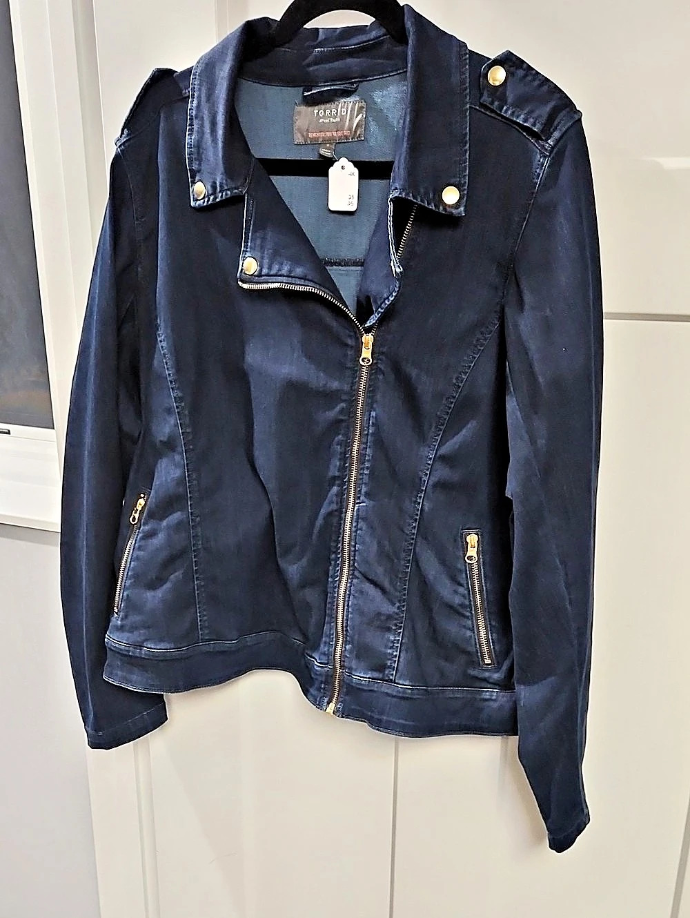 Torrid Denim Vintage Stretch Moto Jacket Blue 4X